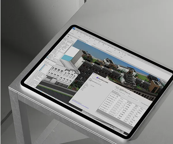 タブレット上のRevitでOpenAEC for bSDDのアドイン画面を開いている様子